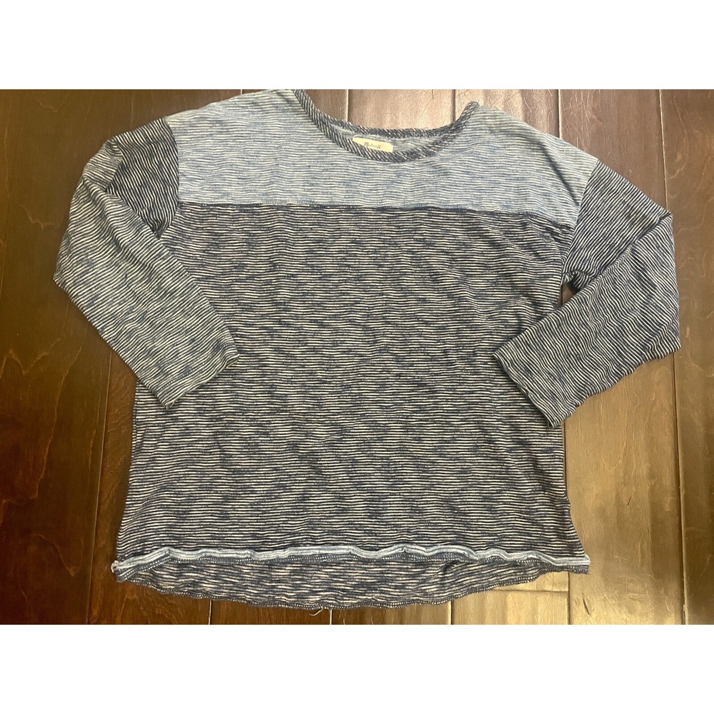 Madewell Women's Blue Striped Top Shirt Pullover 3/4 Sleeves Sz Small